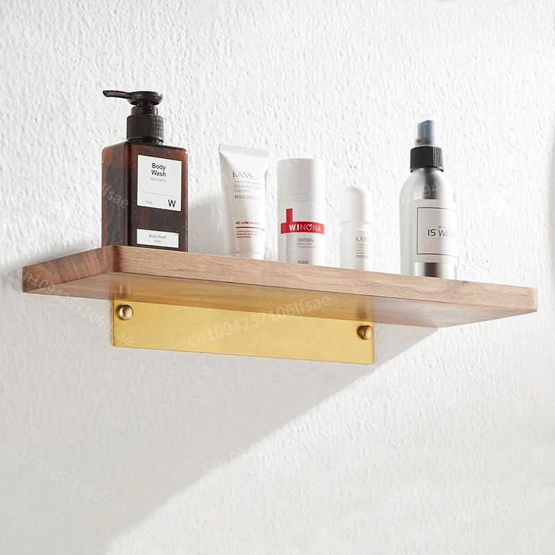 

No punch-free walnut wall one-piece mirror front desk storage rack bathroom storage rack wall wall hanging rack