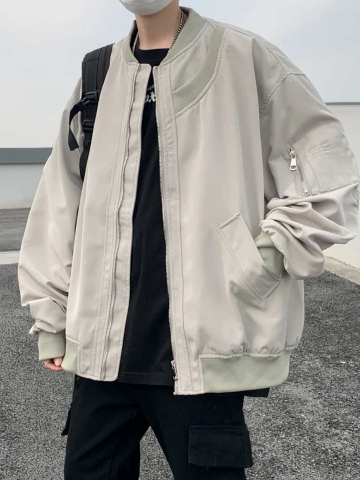 

American Sle Loose Pilot Jaet Men's Trendy Casual Versatile Baseball Coat Spring Youth ular Long Sve Regular Length