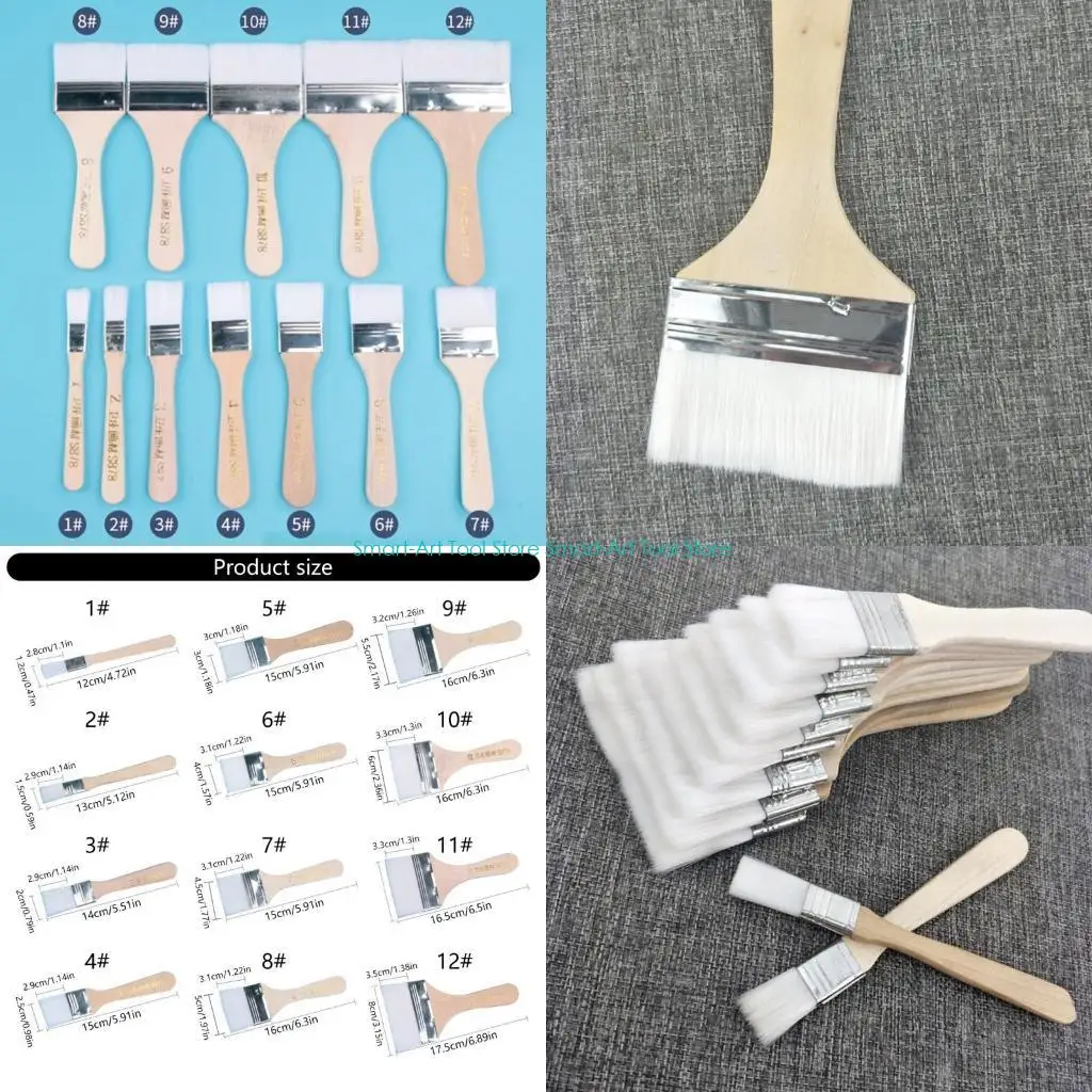 E1PB فرش فنان مسطحة E1PB ، مجموعة من 12 ، شعيرات اصطناعية لمشاريع الطلاء الزيتية الورنيش على القماش والحرف اليدوية #1