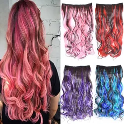 Zolin-extensão de cabelo ondulado e encaracolado para mulheres, azul e rosa, cor de piano destacada, 5 clipes, penteados sintéticos, 1 pc