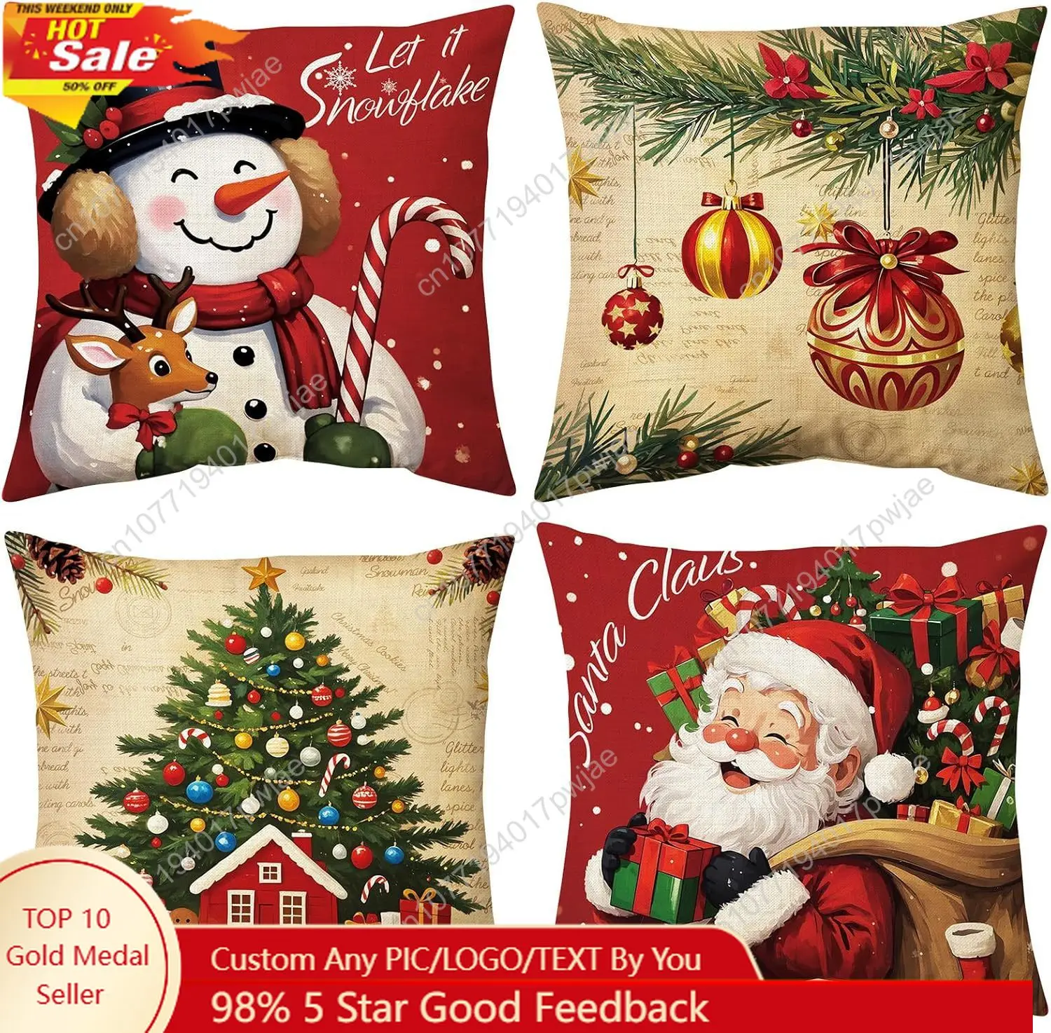 

Christmas Pillow Covers Set of 4, Christmas Decorations Cushion Covers, Xmas Pillow Covers, Pillowcases Throw Pillow