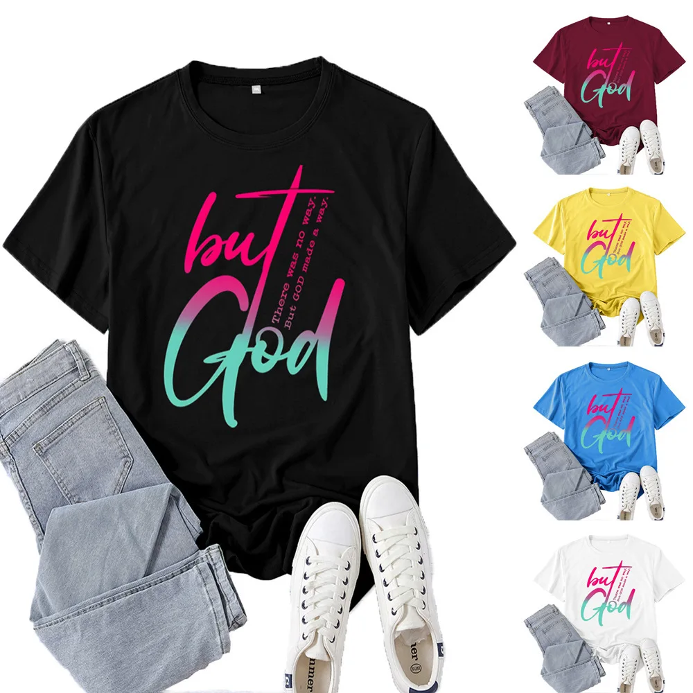 면 100% 신상품 베스트셀러 빈티지 레터 프린트 반팔 여성 캐주얼 봄 여름 라운드넥 다용도