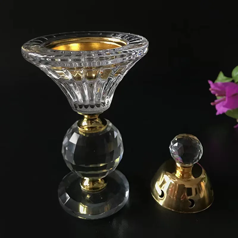 Crystal Incense Burner Portable Creative Crystal Crafts Car Decoration Metal Burners Arabian Incense Burner Household Decoration