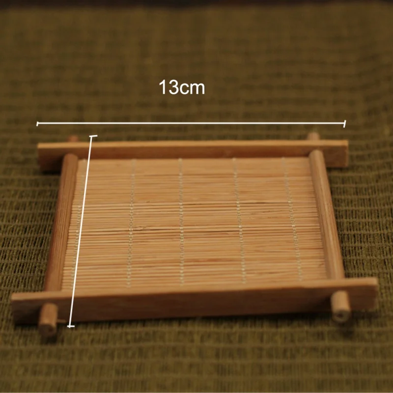 Japanese style Manual Insulation Pads  Bamboo Silk Carbonization Coaster Square Tea Ceremony Tea Mat Pot Mat Bowl Mat