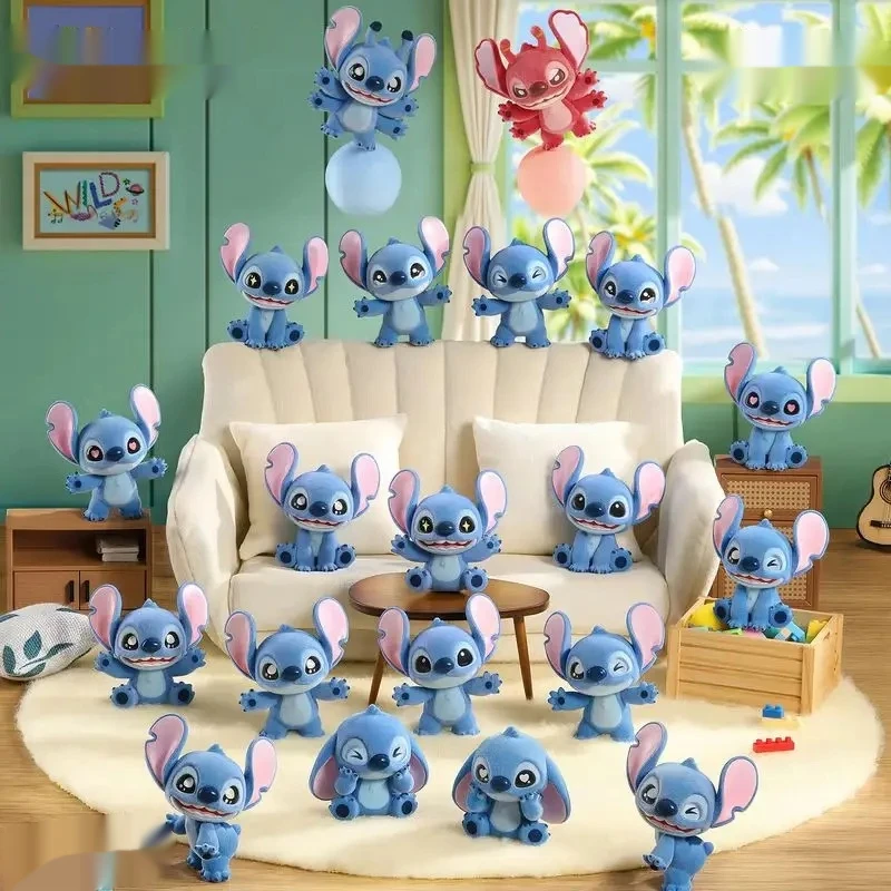 Toptoy Stitch Flocking Blind Bag Kawaii Mini Beans Desk Decor Collectible Toy for Kids And Fans Mystery Gift Box 5cm