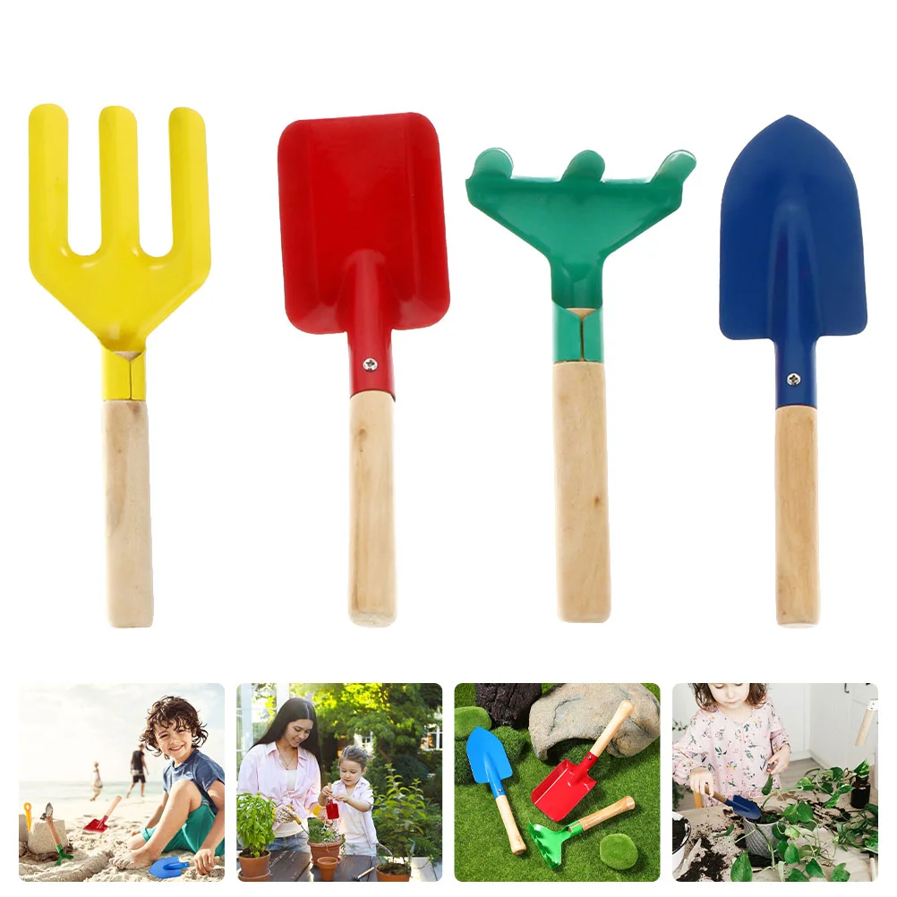 

Rake Trowel for Kids Children Planting Tool Outdoor Playset Care Kits Wooden Toddler