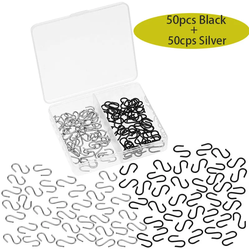 100 Stück 0,55 Mini S-förmige Metall-Ornament-Haken mit Aufbewahrungsbox für DIY-Handwerk, Schmuckanhänger, Weihnachtsbaumschmuck – Detail 7