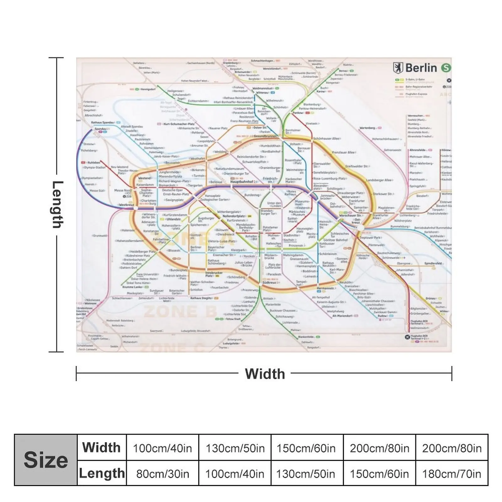 New Berlin rapid transit route map (December 11, 2022) Throw Blanket Stuffeds Bed covers for winter Large Blankets