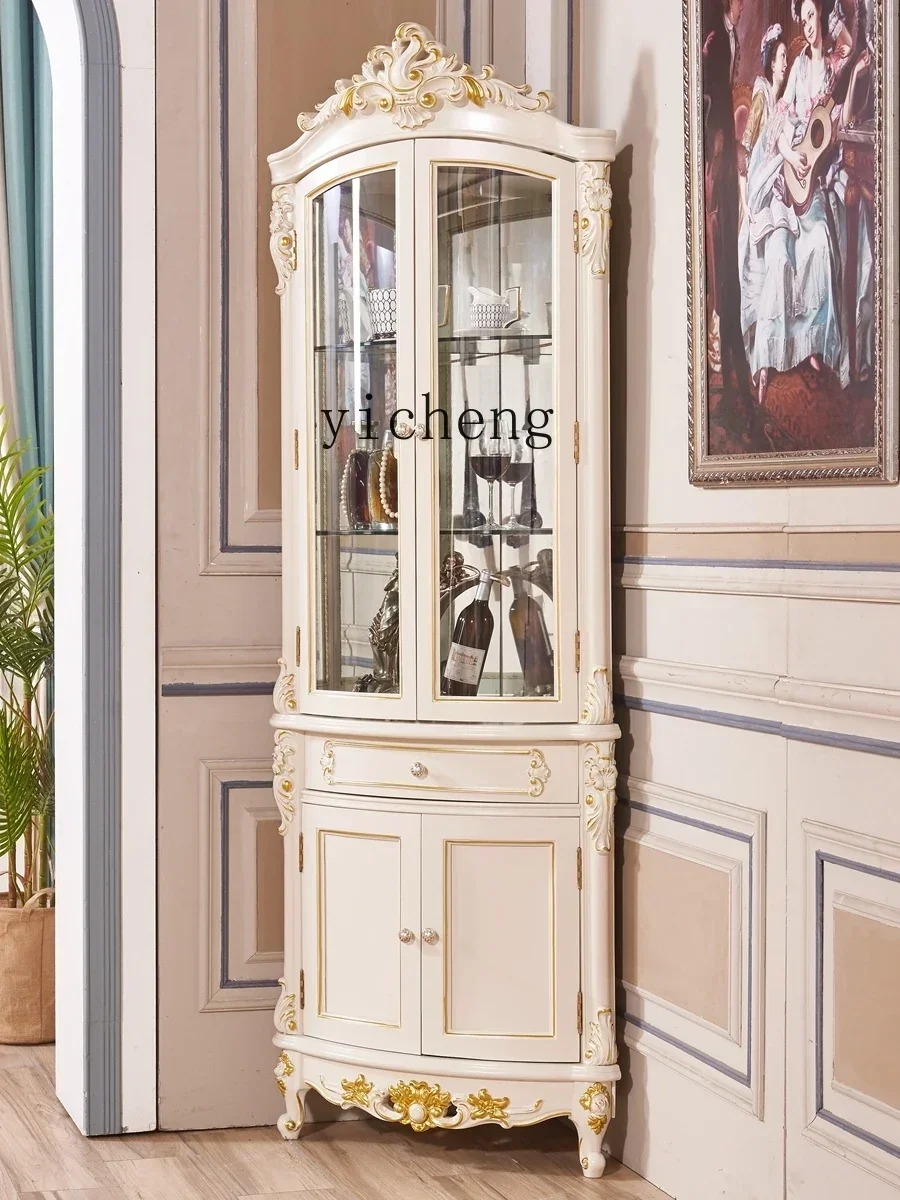 b2 European solid wood wine cabinet integrated living room corner cabinet corner triangle cabinet