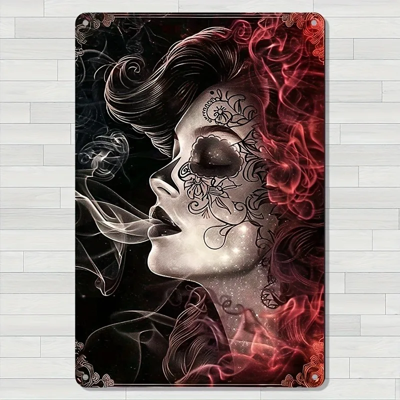 

Classic Aluminum Wall Hanging Decorative Sign, Multipurpose Vintage Art Plaque with Fantasy Smoke Design, Ideal for Home Decor