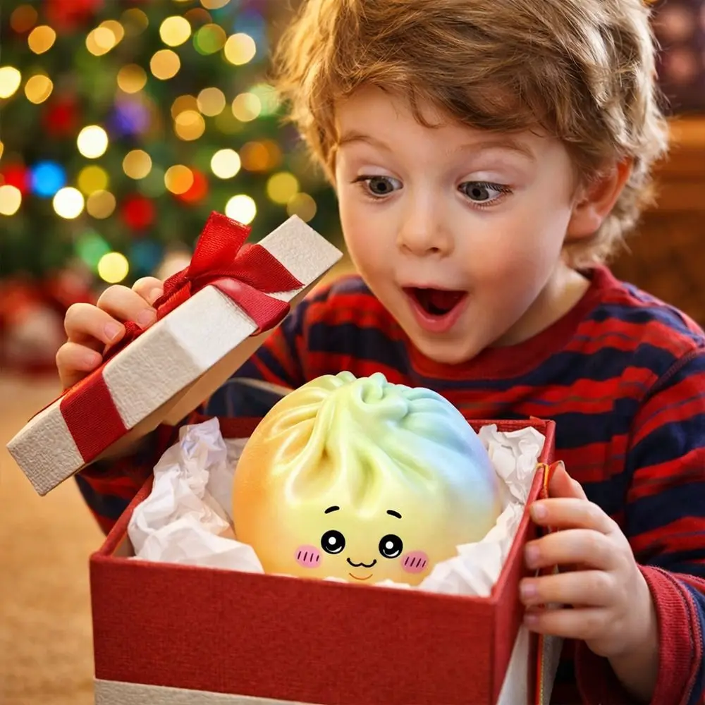 Glitter Dumplings Squeeze with Steamer Soft Stress Relief Sensory Ball Fidget Slow Resilience Squeeze Decompression Dough
