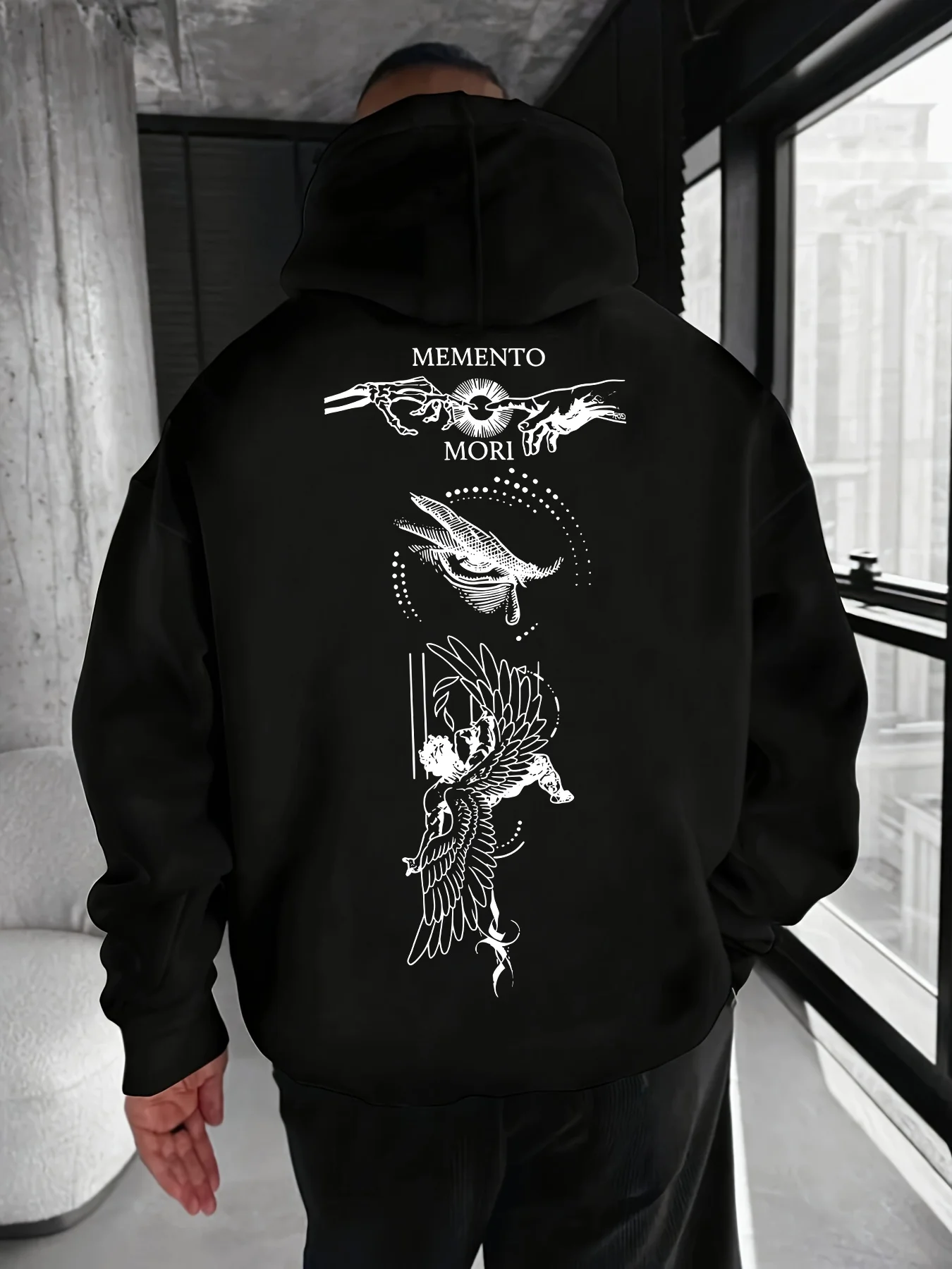Men's Casual Hooded Sweatshirt with Japanese-style Fashion Print Suitable for Autumn Winter Daily Commutes StreetStyle Home Wear