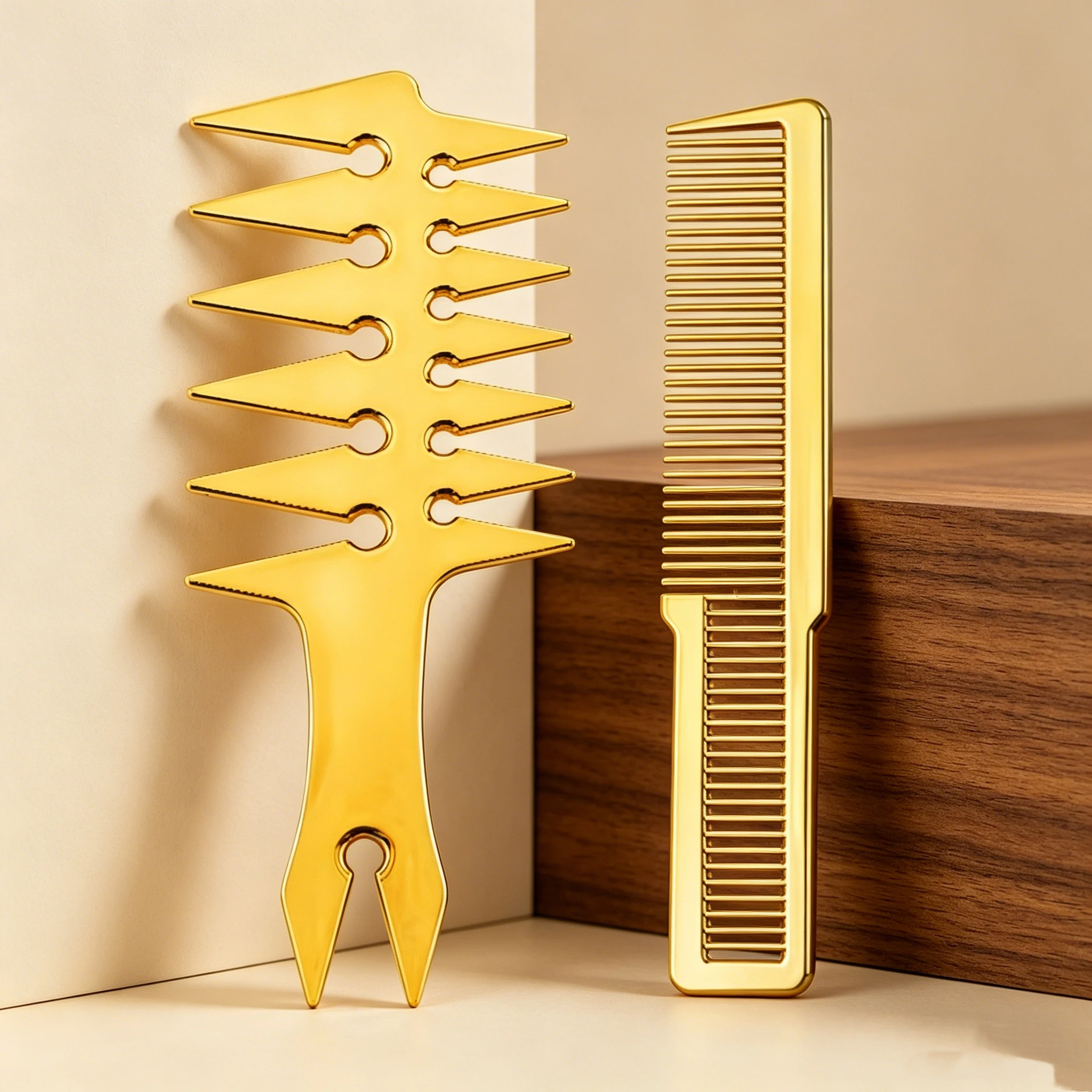 2-Piece Hair Styling Comb Set Jagged Wide Tooth Lift Comb Fine Tooth Barber Comb Edge Styling Brush Men Hair Grooming Tools