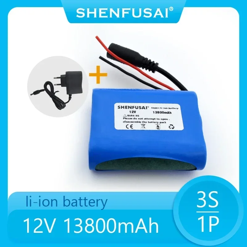 100%.New.12V.13800 mAh.3S1P.Batterie Au Lithium.18650.Batterie Au Lithium Pack Protection Conseil Rechargeable.1A Chargeur.