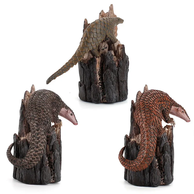 Symulacja ochrony dzikiej przyrody zwierząt Pangolin Manis Pentadactyla Model figurki drzewo Kikut ogród miniaturowy wystrój zabawka