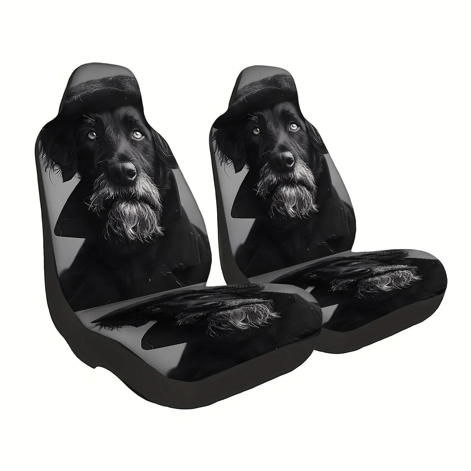 2pcs Fit Car Seat Covers For Dogs With Cute Puppy Dog Pattern, Front Seat Protectors For Cars, Trucks, Vans, SUVs, Sedans - Mach
