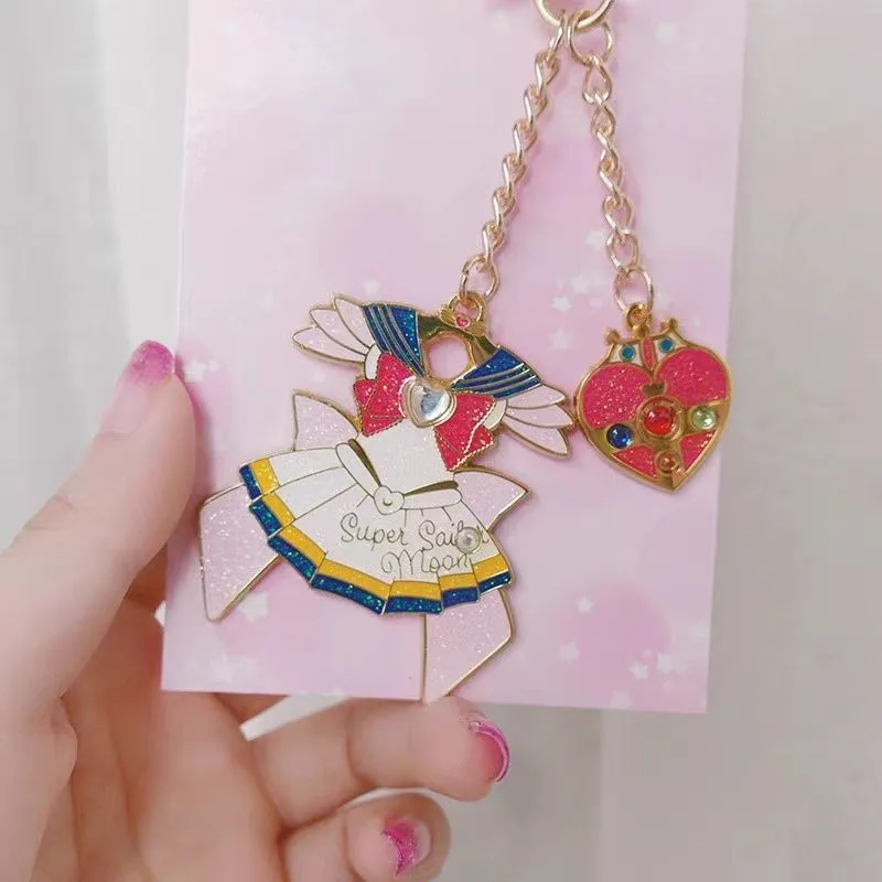 Sailor Moon Anime Water Ice Moon Sailor Suit Pendant Keychain Super Moon Hare Exquisite Bag Shiny Metal Transformer Pendant Gift view 4