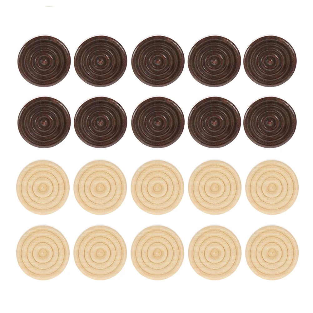 96 Pcs Solid Wood Chess Accessories Travel Wooden Church Wafers Backgammon Round Chessman