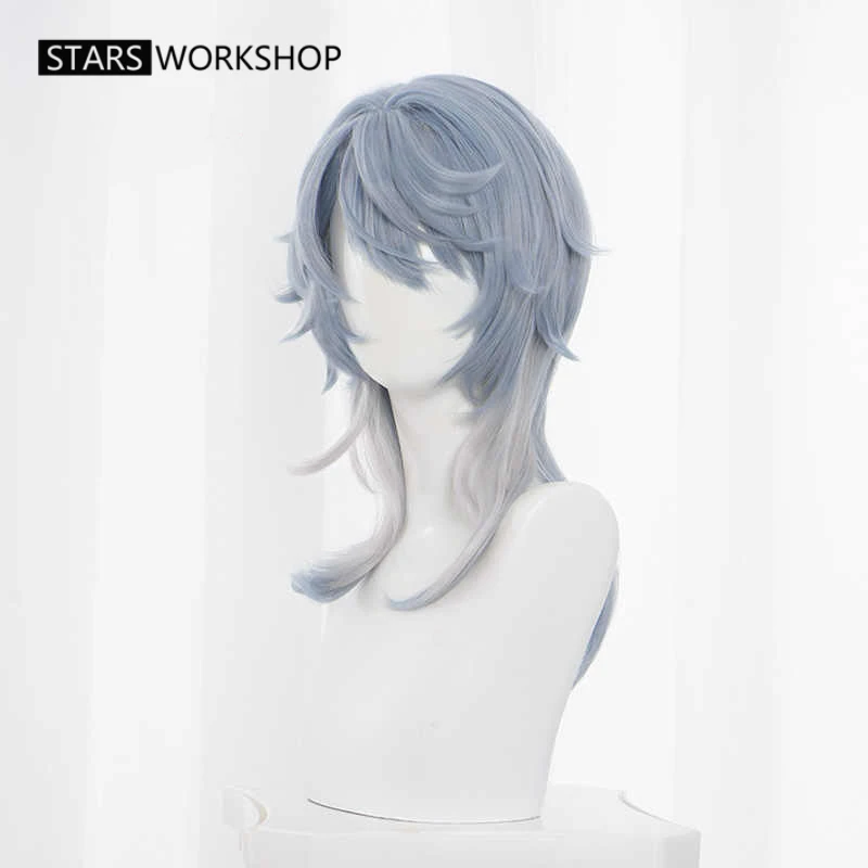 W magazynie Gra Honkai Star Rail Najnowsza niedzielna peruka do cosplay Jasnoniebieskie włosy Pan Sunday Uniform Prop Halo Nakrycie głowy Kolczyk Halloween