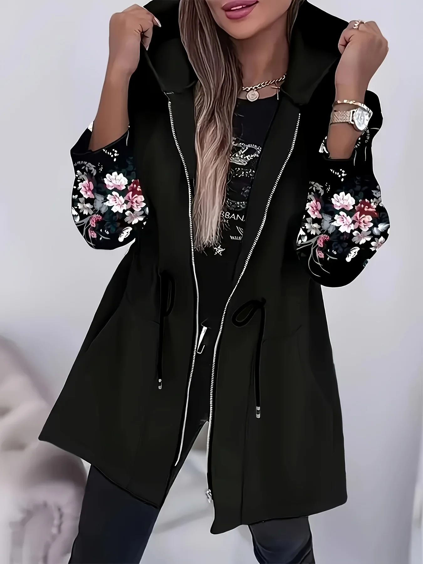 

Plus Size New Women's Long-sleeved Zipper Printed Jacket Coat Fashion Elegant Casual Sports Jacket Oversize Women Clothing