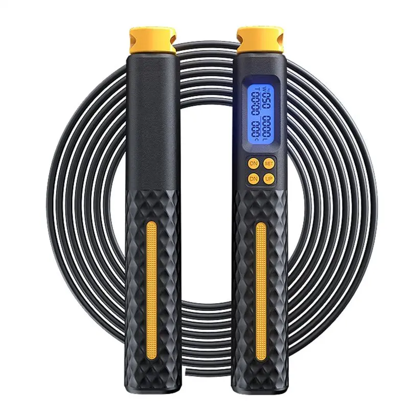 【New User-Coupon!】2 In 1 Multifun Skipping Rope Adult Smart Counting Skipping Rope Non-Slip Handles Jumps Black