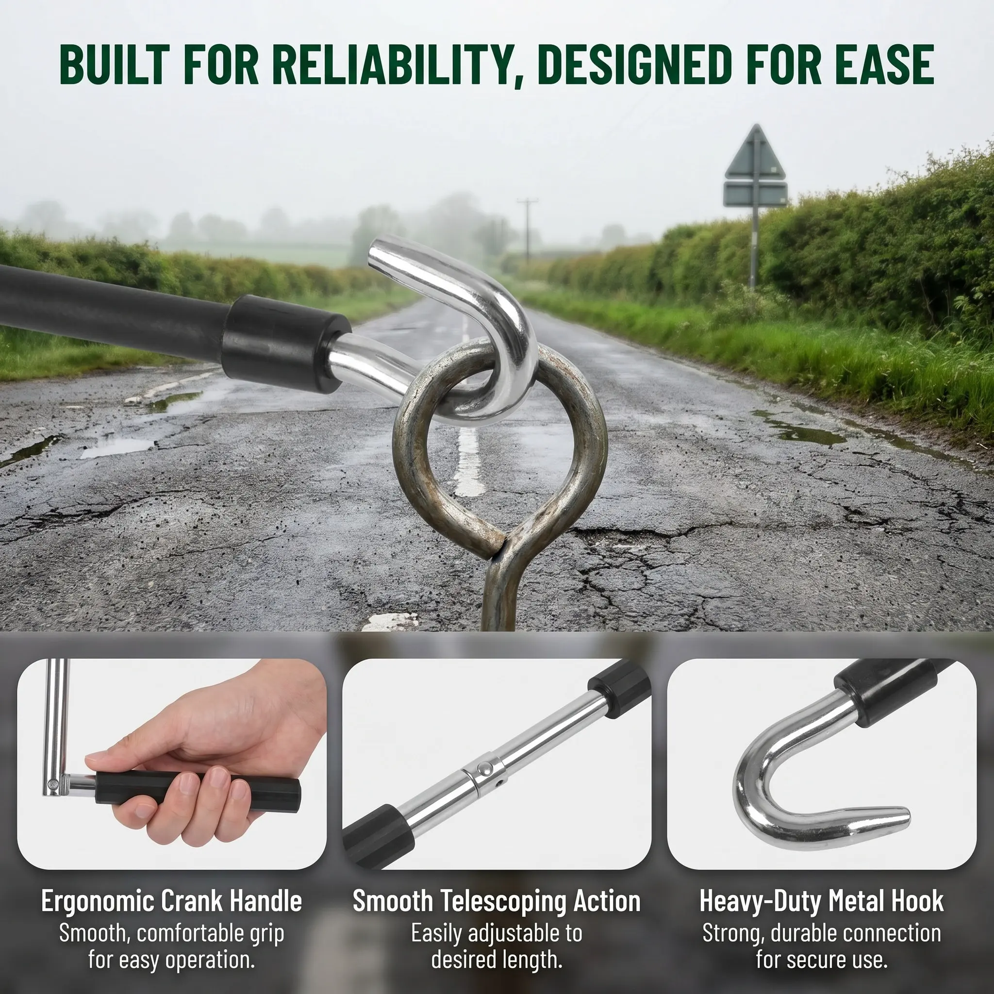 Outdoor Sunshade Roller Crank Telescopic Awning Crank Rod Metal Wand Ergonomic Handle for Patio Gazebo Retractable Shade