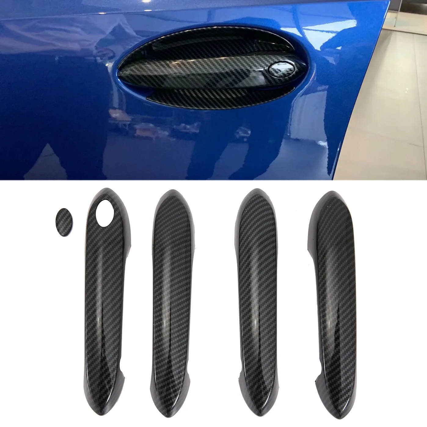 5Pcs Carbon Fiber ABS External Door Handle Cover Trim for BMW 3 Series G20 G21 G28 2019 2020