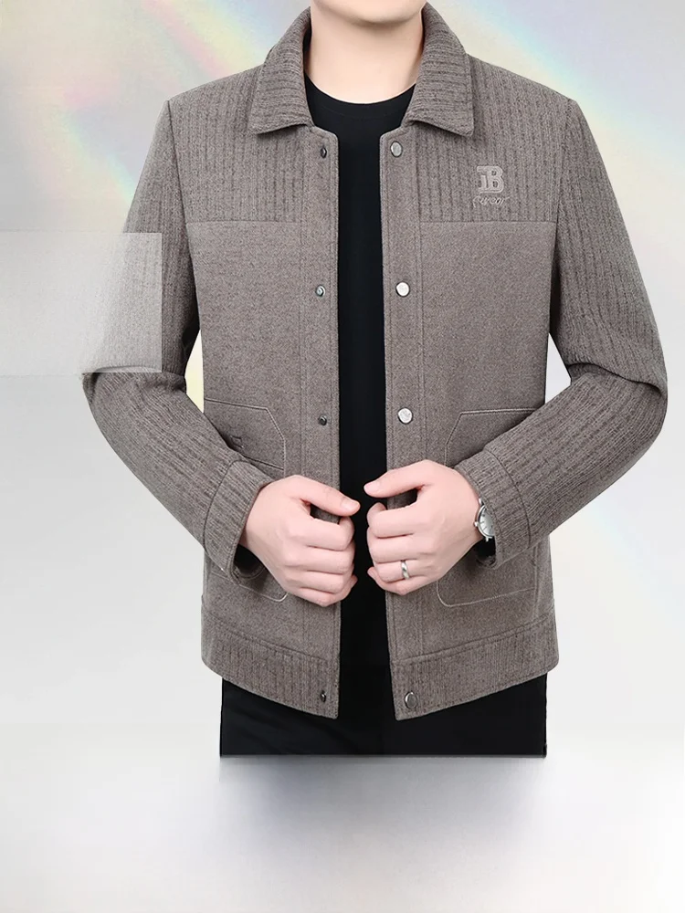 

Мужская демисезонная куртка-пальто из полиэстера с отложным воротником для мужчин среднего возраста, новая коллекция весна-осень