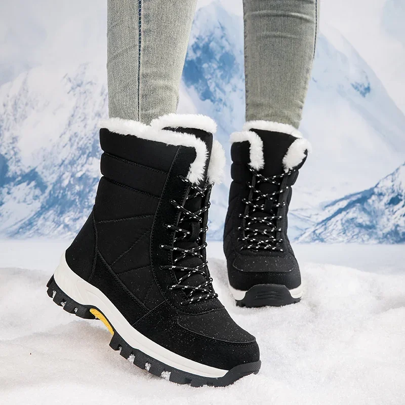 Fashion high-top plus velvet WOMEN\'S snow boots comfortable non-slip outdoors cotton shoes waterproof warm platform sports shoes