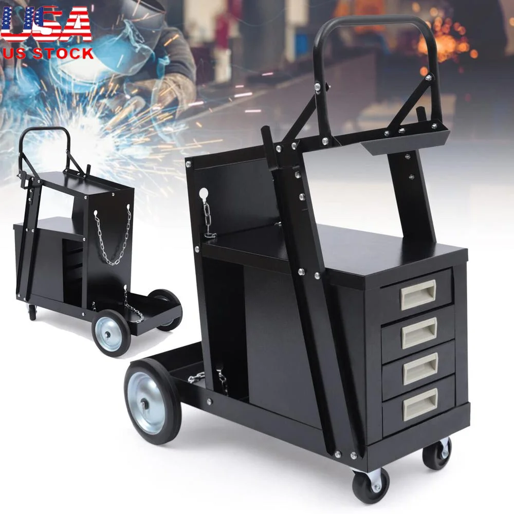 

Heavy Duty 4 Drawer Rolling Welder Cart MIG TIG ARC Welding Storage Stand Universal Welding Accessories Organizer Mobile Design