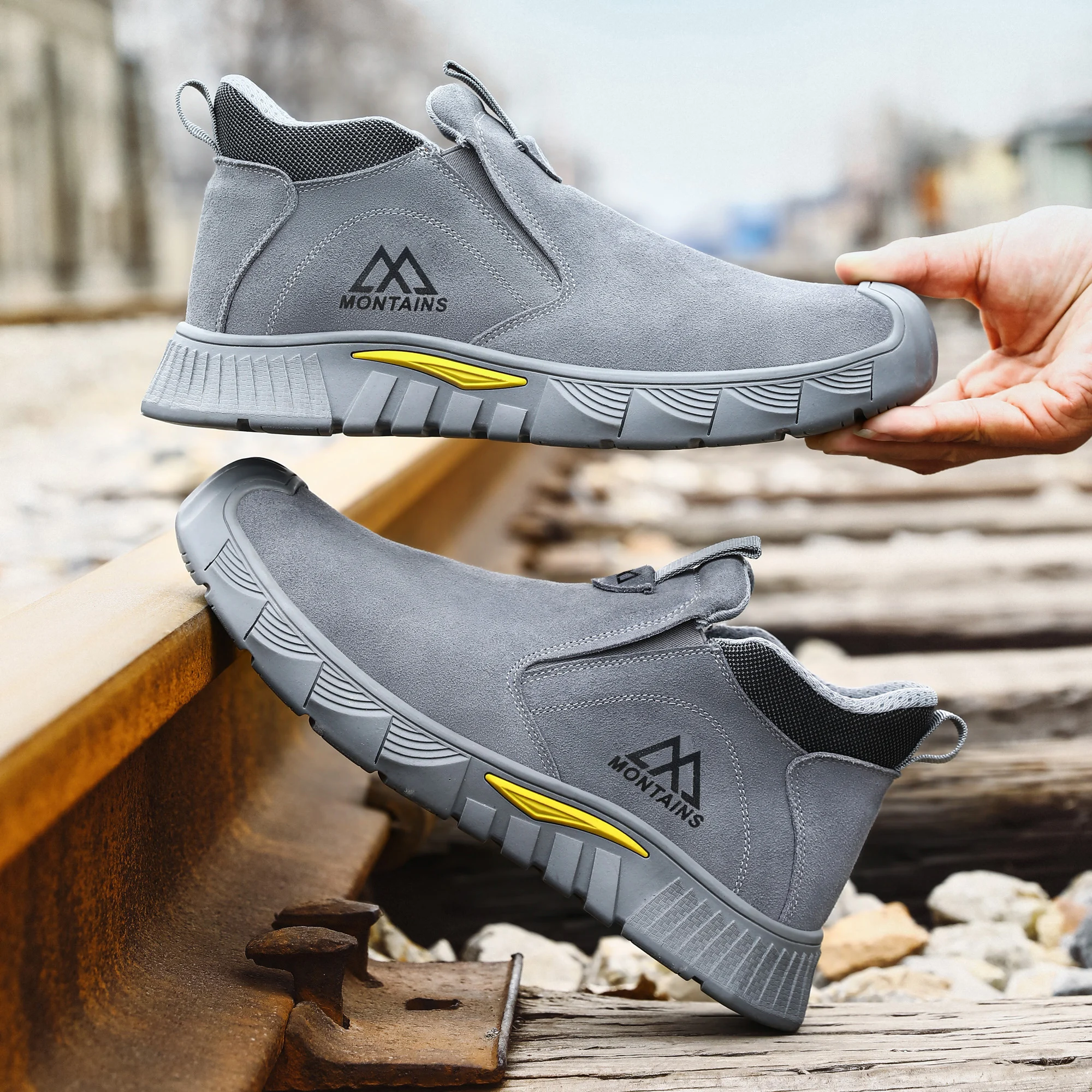 Stoßfeste und durchstichsichere Sicherheitsschuhe für Herren, Stahlkappen-Sicherheitsstiefel, Arbeitsschuhe mit Gummisohle, Herren-Sportschuhe ﻿ – Detail 14