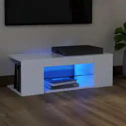 TV cabinet with white LED lights 90x39x30 cm