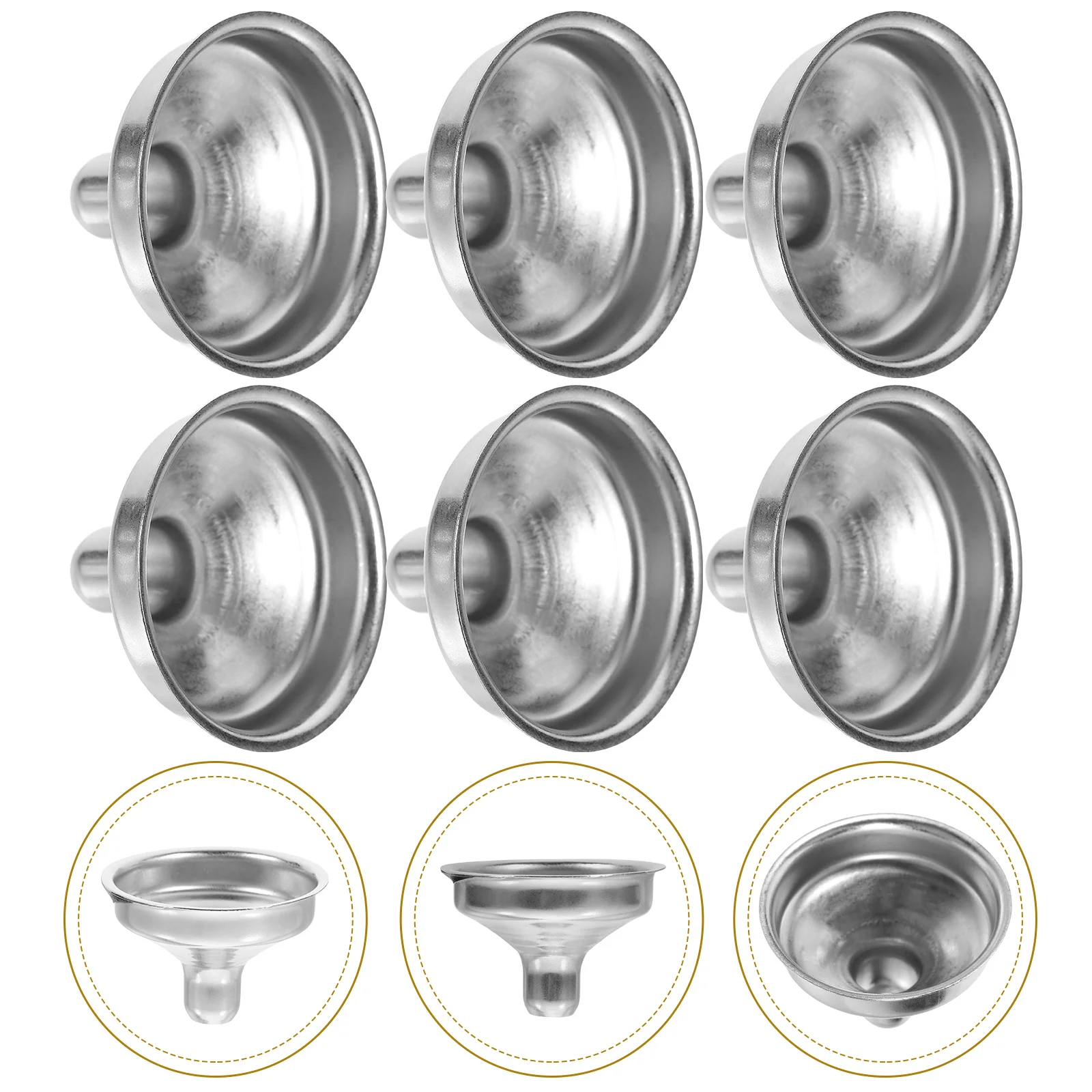 

6pcs Stainless Steel Funnel Small Size Portable Liquid Transferring Kitchen Gadget Metal Funnels for Bottles Oil Vinegar Pigment