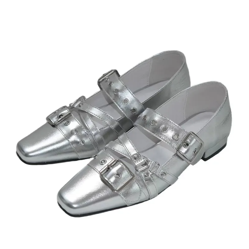 حذاء نسائي خفيف الوزن 2025 باليه فرنسي عتيق جديد داخل زيادة حذاء فردي برباط متقاطع حذاء ماري جين #4