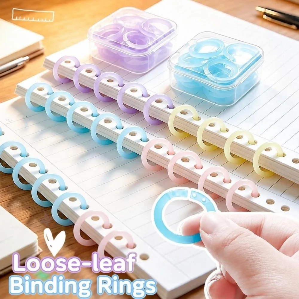 20Pcs Durable Plastic Loose Leaf Rings Macaron Color 15mm Notebook Binding Rings Detachable Binder Rings Students
