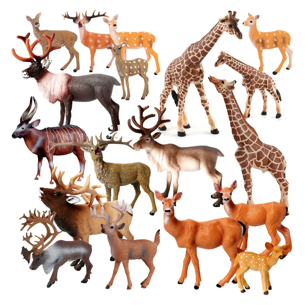 Cervo di plastica Modello Giocattoli Renna di Natale Alce Elano Antilope Giraffa Figurine di animali Action Figure Animali selvatici Giocattolo Regali per bambini