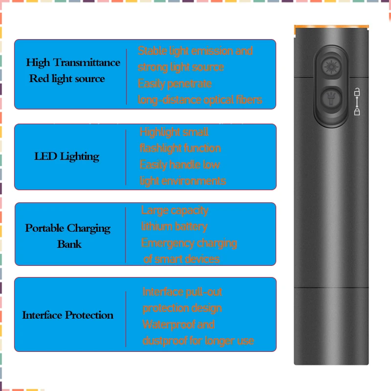 2022NEW VFL Visual Fault Locator Red Light Pen Optical Cable Tester  Lithium Battery Rechargeable Laser Source VFL Laser Testers