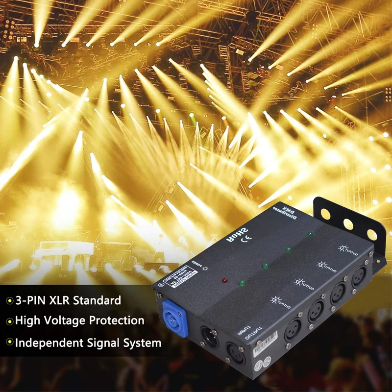 Imagem -05 - Dmx Splitter Amplificador Distribuidor 4-way Selecionável Stage Light Controller Entrada Saída com 3-pin Saída Disco Party