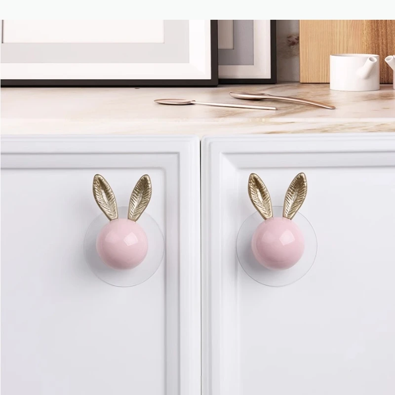 Non Perforated Ceramic Handle Cute Drawer Cabinet Door Single Hole Furniture Handle Cabinet Pulls
