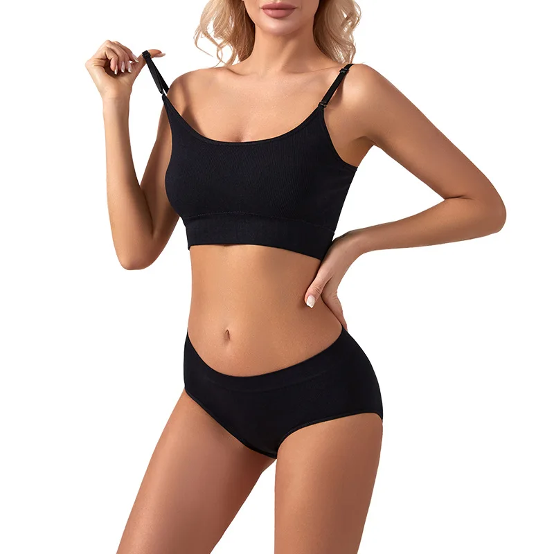 Soutien-gorge français sans armatures pour femmes, sous-vêtements, gilet de beauté, ensemble de slips sexy, licou d'exercice de yoga, grande taille