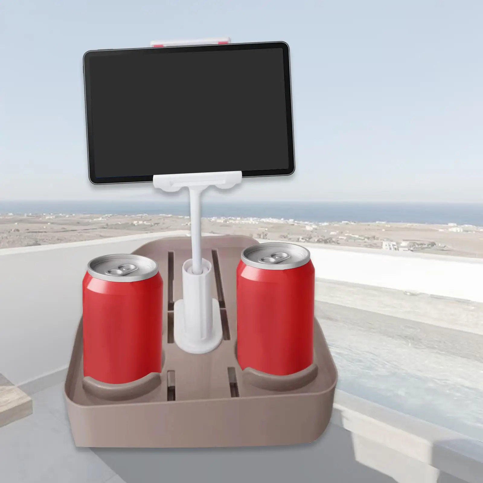 Tub Table Tray with Phone Mount Heavy Duty Non Slip SPA Drink Tray Tub Side Table Beverage Holders for Inflatable Pools