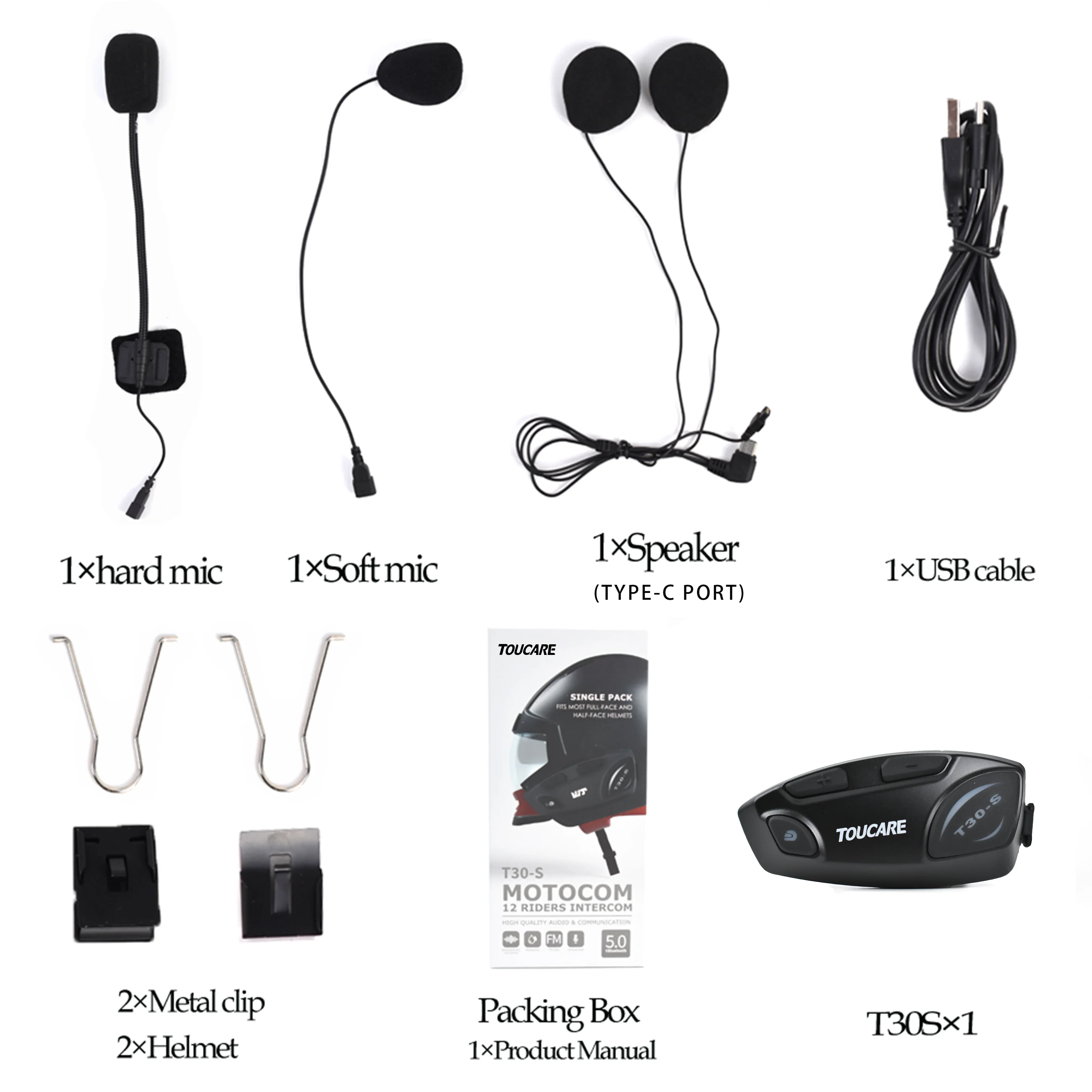 

Toucare Bike Helmet bluetooth Intercom Motorcycle Accessories Moto,waterproof Intercom Systems Helmet Communicator Headphones