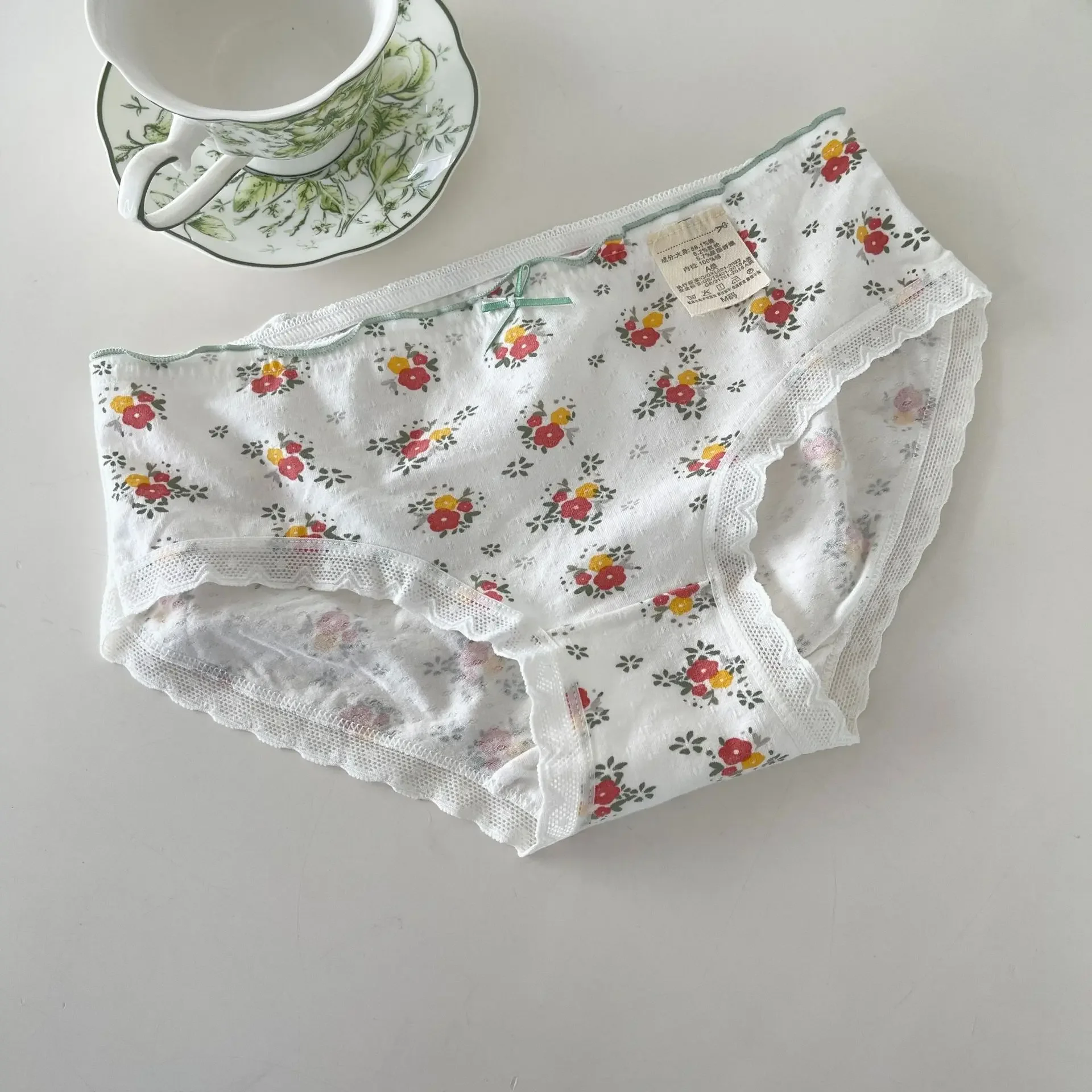 Bragas coreanas para niñas, tangas simples de algodón a cuadros, ropa interior transpirable, bragas lindas de cintura baja