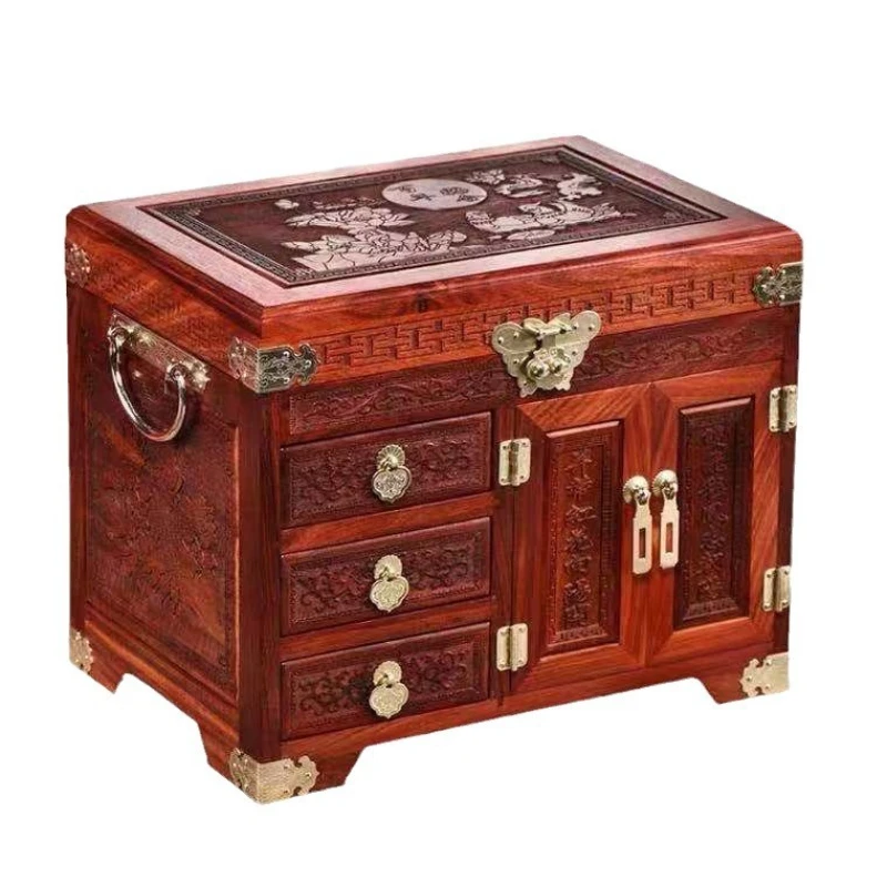 

Big red rosewood jewelry box, mahogany vanity mirror box.