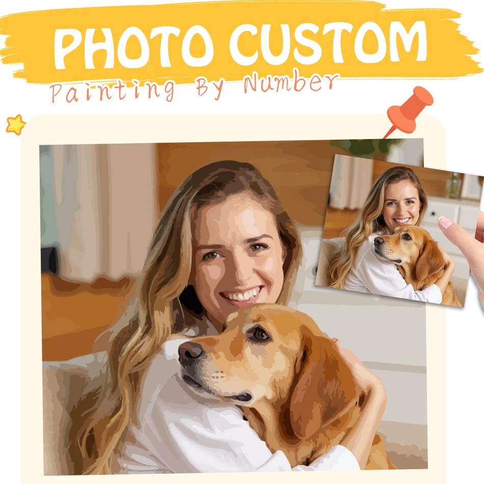 

RUOPOTY Oil Painting By Numbers Photo Custom pet animal 24 colors Watercolor Acrylic Paints digital Canvas Diy Personalized Gift