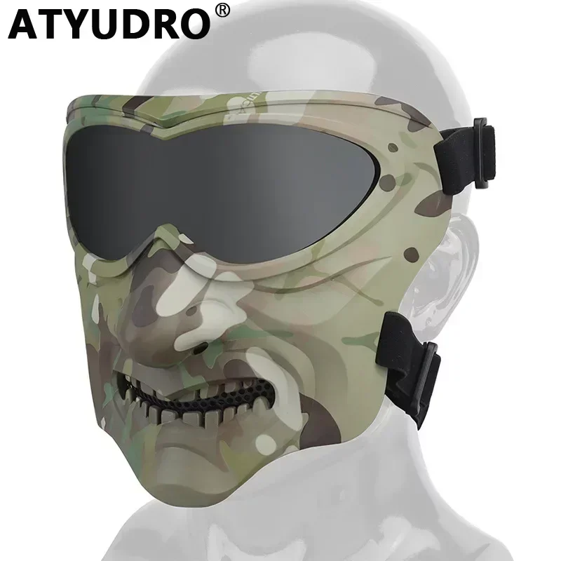 ATYUDRO-mascarilla táctica de cara completa, protección para tiro, caza, seguridad CS, equipo de juego de guerra, accesorios de Paintball, equipo para deportes al aire libre