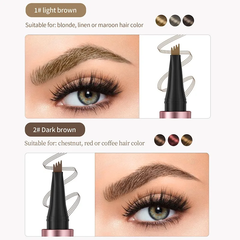 4 شوكة تلميح قلم الحواجب ثلاثية الأبعاد Microblading مقاوم للماء بني داكن غرامة السكتة الدماغية لمظهر واقعي لا تشوبه شائبة مقاومة للتلطخ 1 قطعة