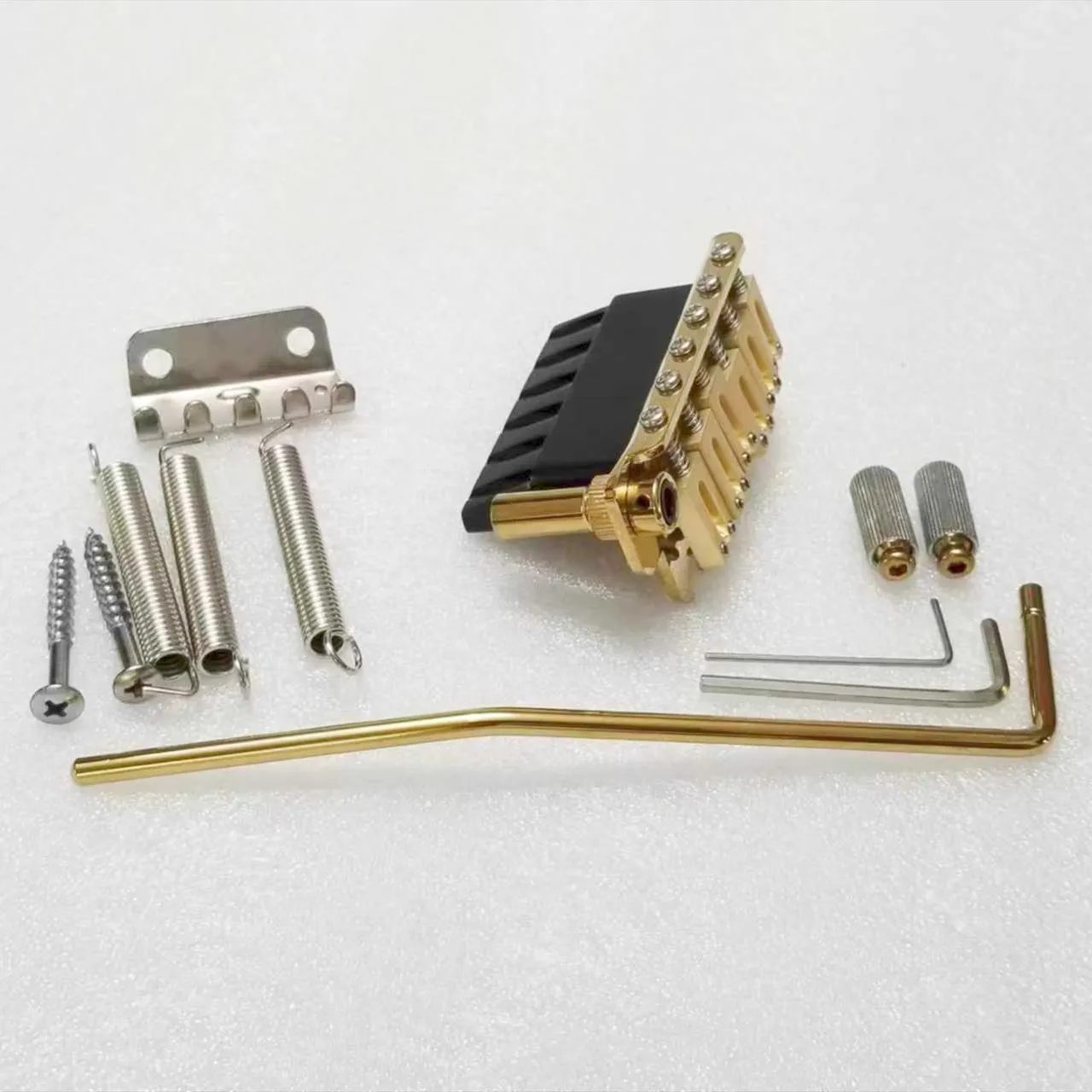 2-Point Pivot Tremolo Bridge with Stainless Steel Saddles 54mm String Spacing Gold Finish