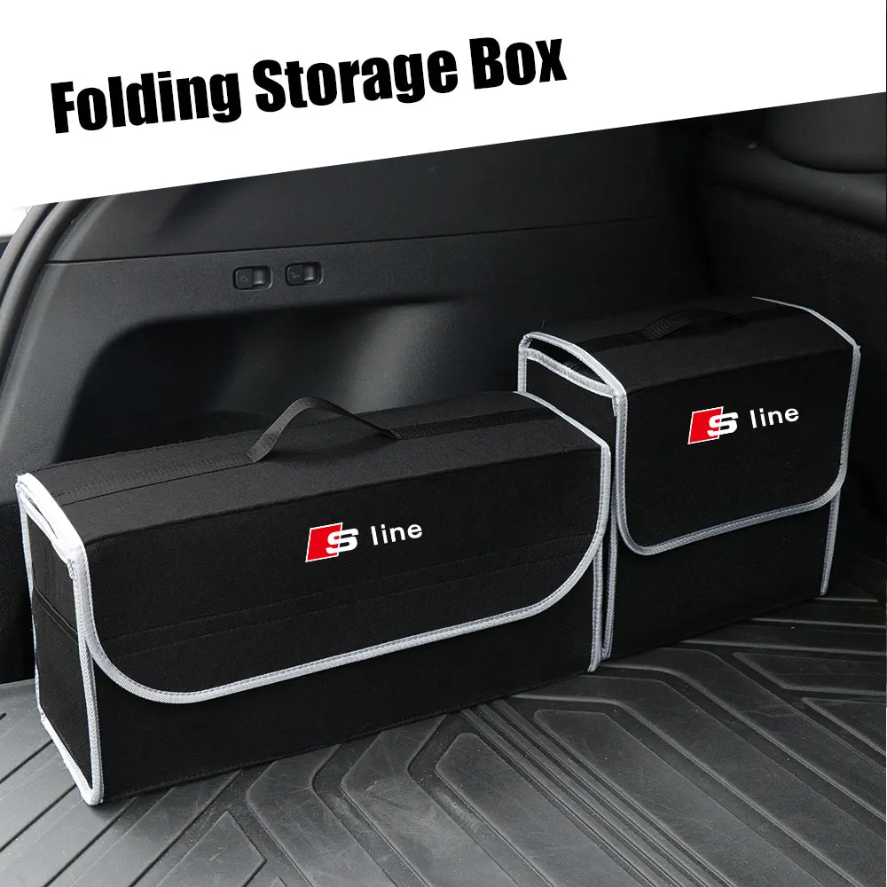 Car Trunk Storage Box Large Capacity Bag Organizer Auto Stowing Tidying Accessories for Audi A3 8P S3 8V A4 B8 B6 B7 A6 C6 SLINE