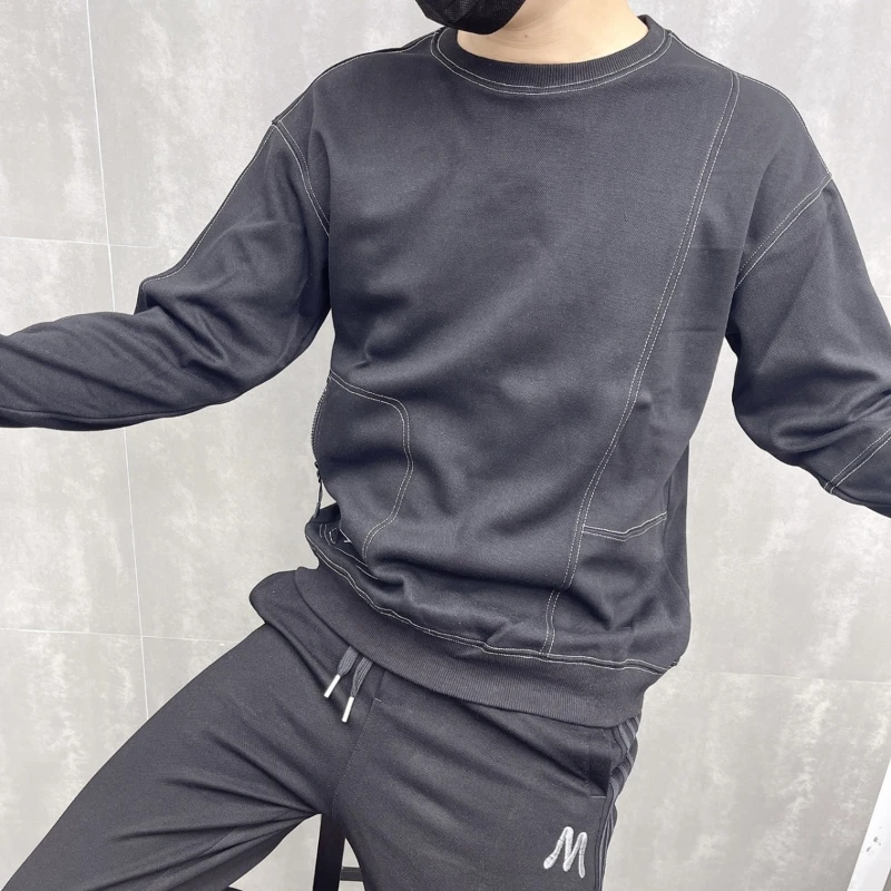 Spring Autumn New Fashion Round Neck Long Sleeve Solid Hoodies Men's Clothing Casual Loose All-match Korean Simplicity Chic Tops